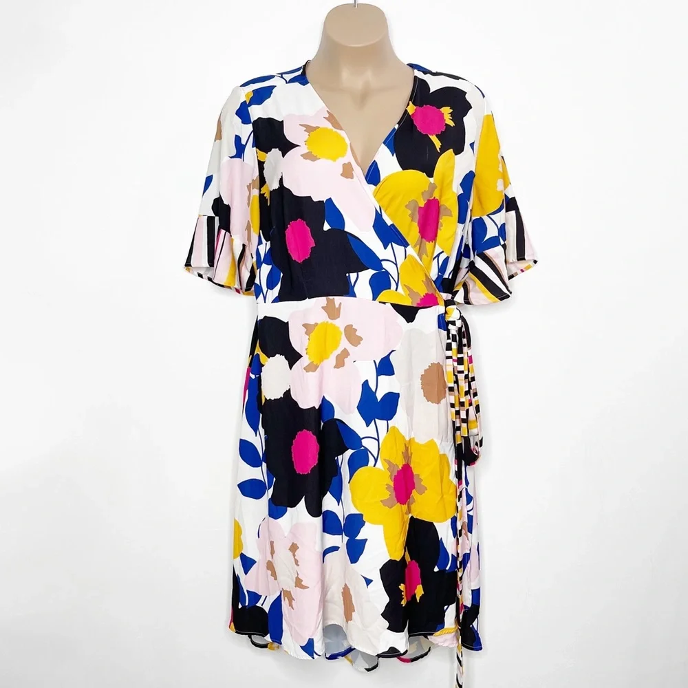 Eloquii Floral Wrap Dress Duster Plus Size 22 - Picture 1 of 13